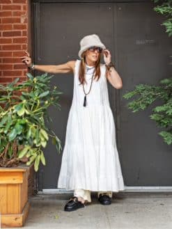 Whispering Willow White Linen Dress