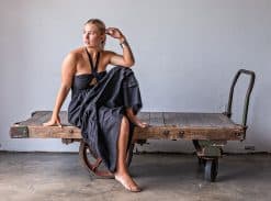 Midnight Breeze Linen Maxi Dress