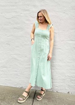 Sage Midi Linen Dress